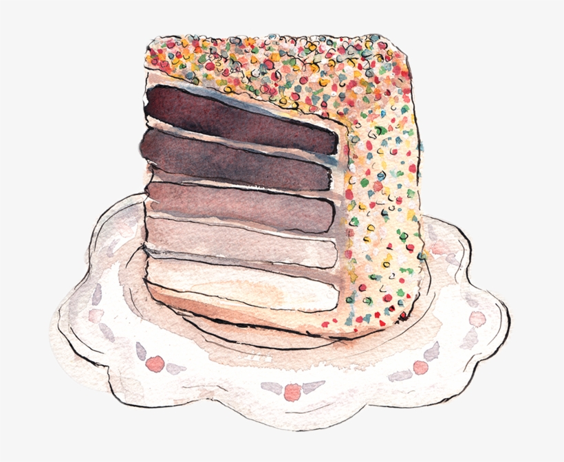 Cake Watercolor Painting Mmmmmmmmm - Chocolate Cake, transparent png #38496
