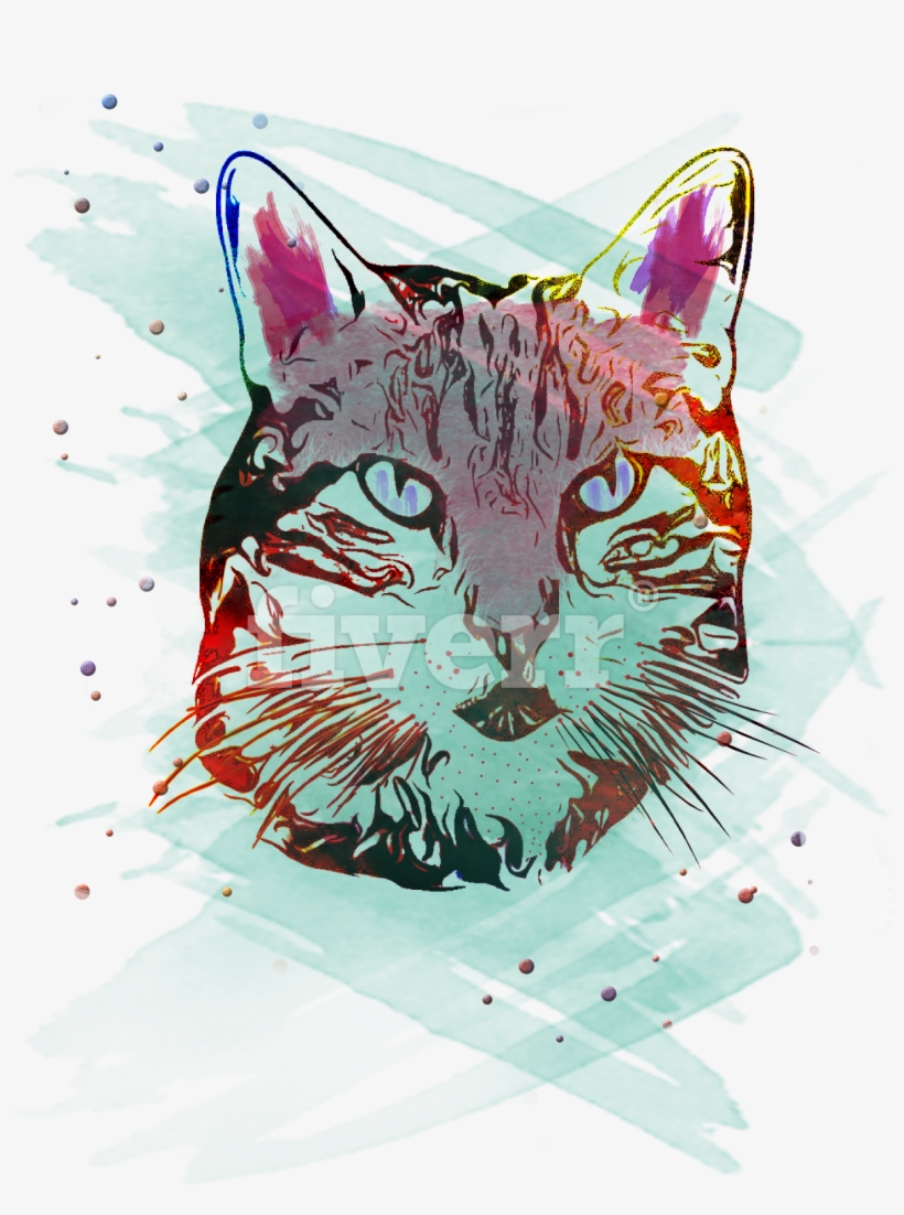 Do Unique Watercolor Tshirt Design For You And Your - Tabby Cat, transparent png #38521