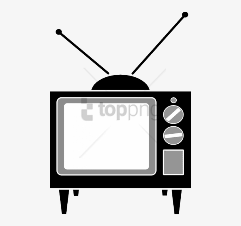 Old 1960s/70s Tv Set With Indoor Antenna Clip Art - Old Tv Clipart, transparent png #38649