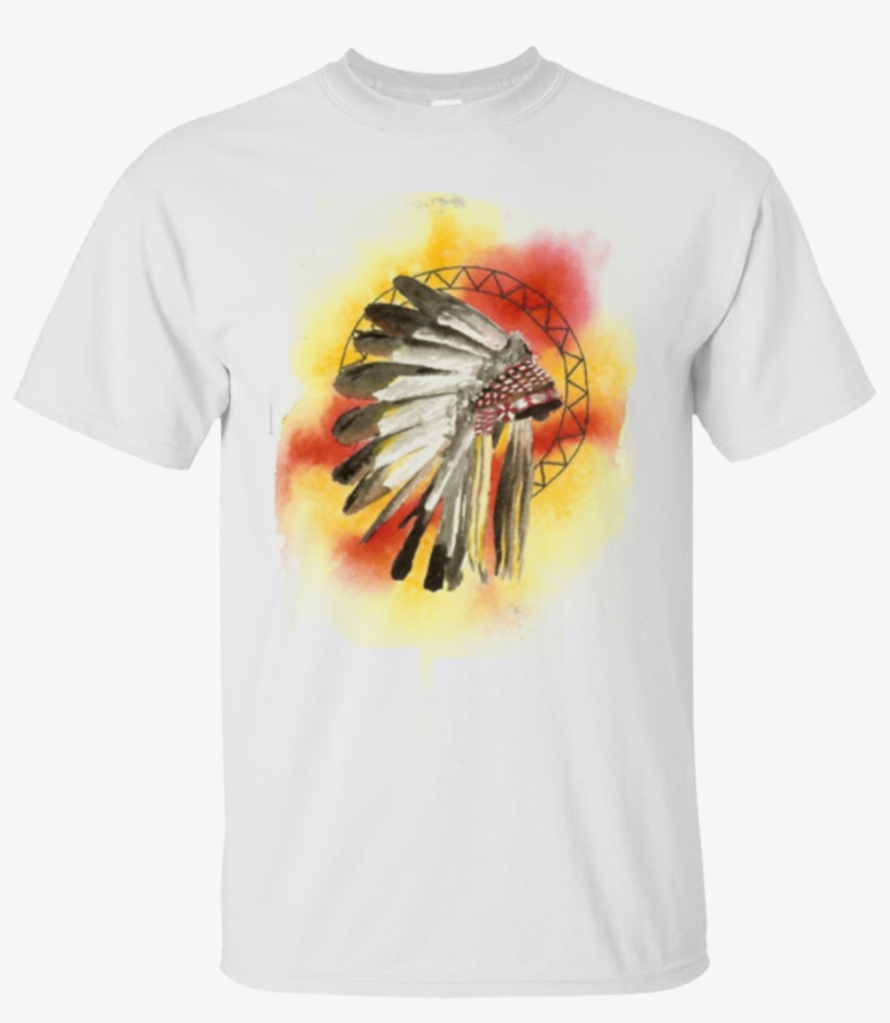 Watercolor Native American Headdress T Shirt Gildan - Zazzle Native American Headresss Key Ring, transparent png #39676