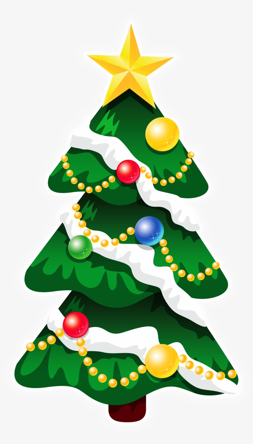 Transparent Snowy Deco Xmas Tree With Star Png Clipart - Christmas Icons, transparent png #300492