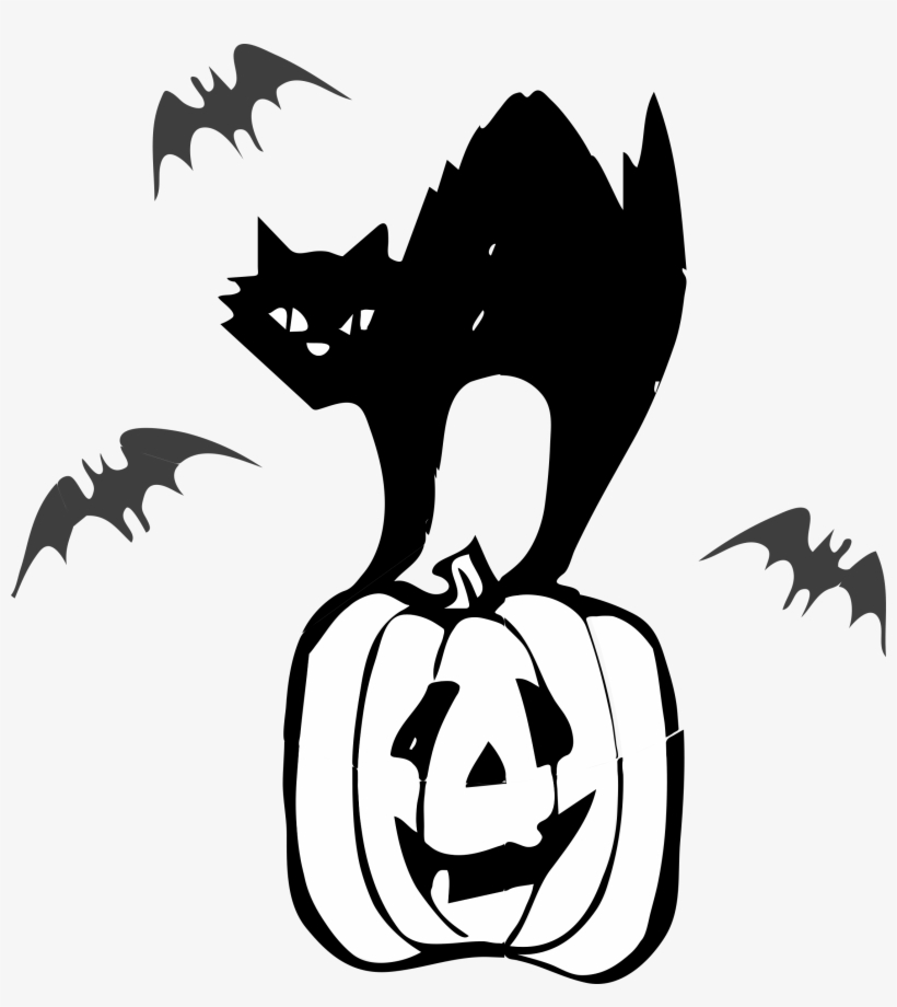 Black Cat Halloween Jack O' Lantern Kitten - Halloween Black Cat Clipart, transparent png #300710
