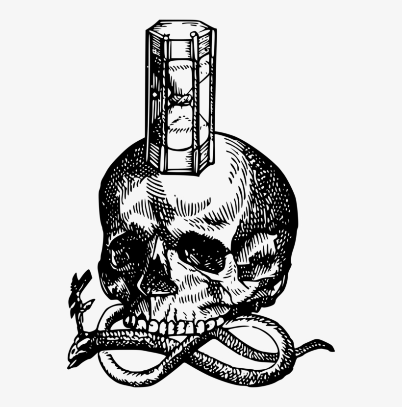 Hourglass Death Human Skull Symbolism Memento Mori - Skull Snake Hourglass, transparent png #302420