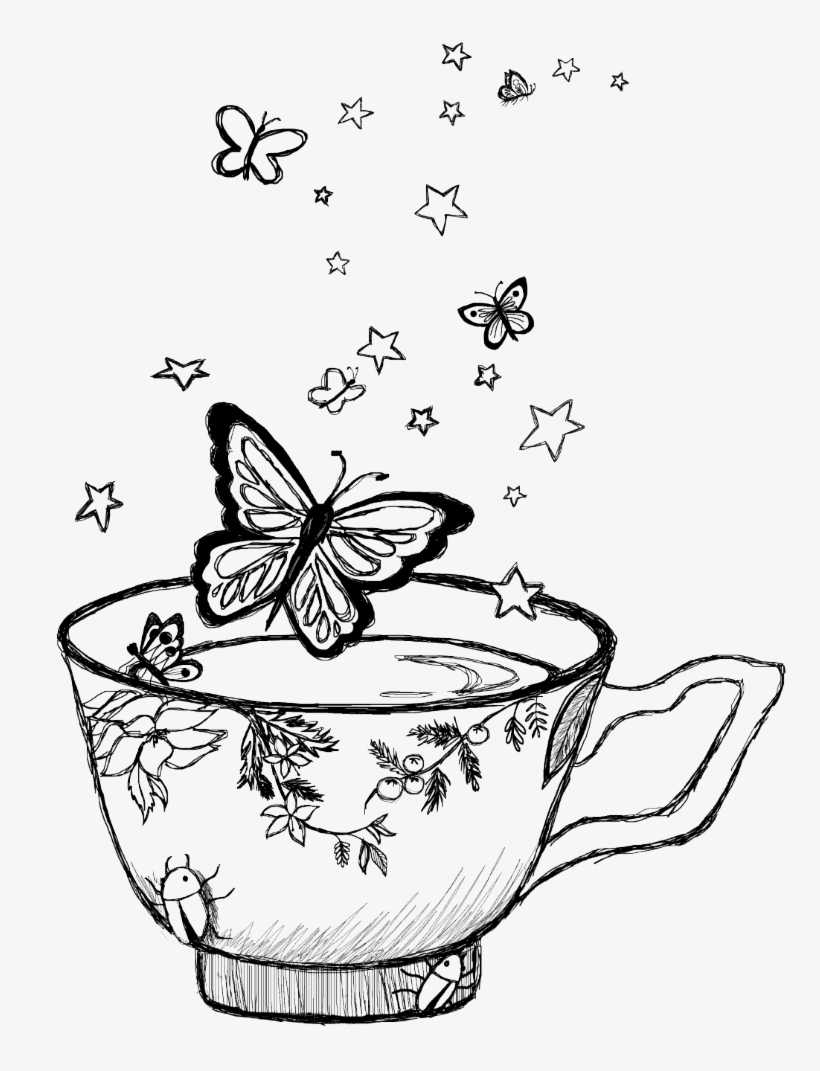 Teacup Coffee Watercolor Painting Png Library Download - Sketch, transparent png #303019