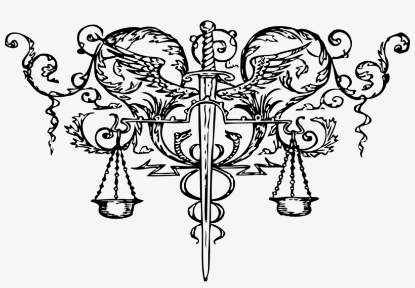 Tattoo Clip Art Sword Of Justice Tattoo Art - Scale Of Justice And Sword, transparent png #303310