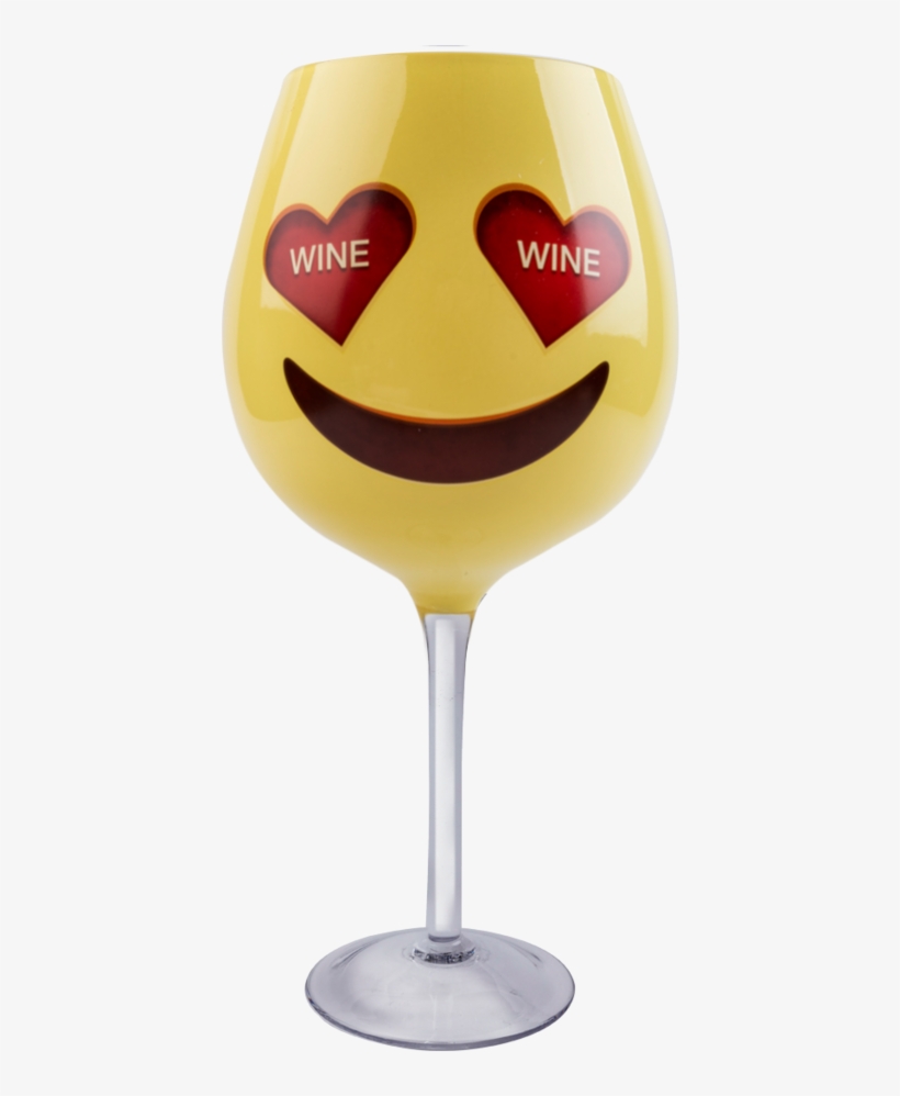 Emoji Heart Eyes Xl Wine Glass - Wine Glass Emoji, transparent png #303439