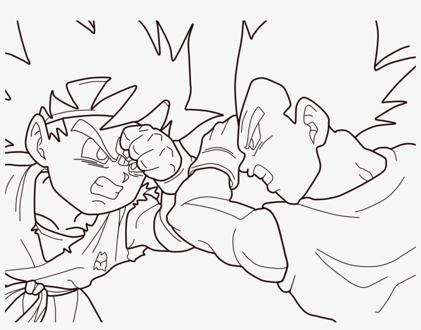 Goku Jr Vegeta Jr Lineart 01 By Zed Creations Lineart - Goku Jr Vs Vegeta Jr, transparent png #305129