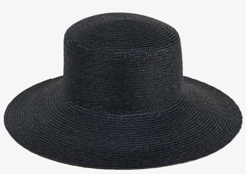 Medium Brim Flat Top Hat In Black Straw - Scrunchie, transparent png #305389