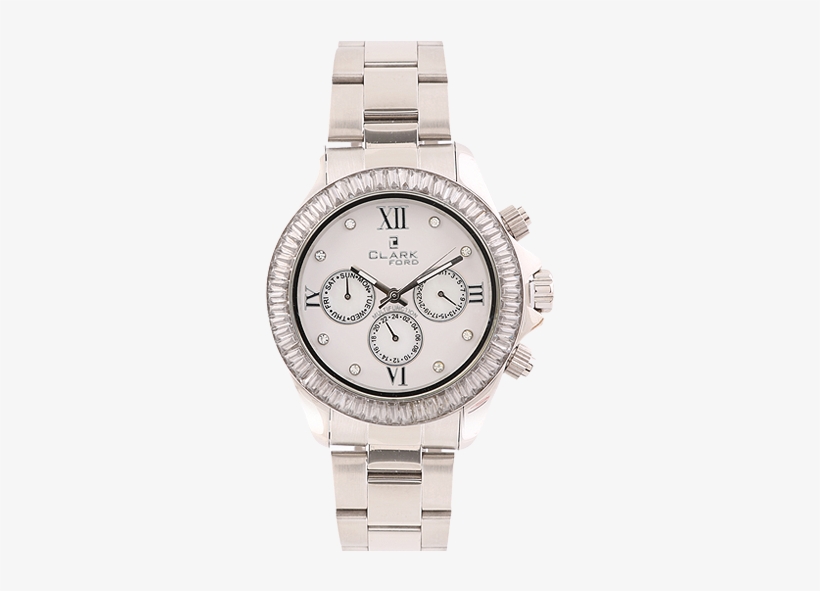 Clarkford Round Dial Chain Watch Silver - Watch, transparent png #306543