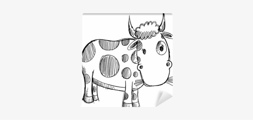 Cow Sketch Doodle Drawing Illustration Art Wall Mural - Drawing, transparent png #308132