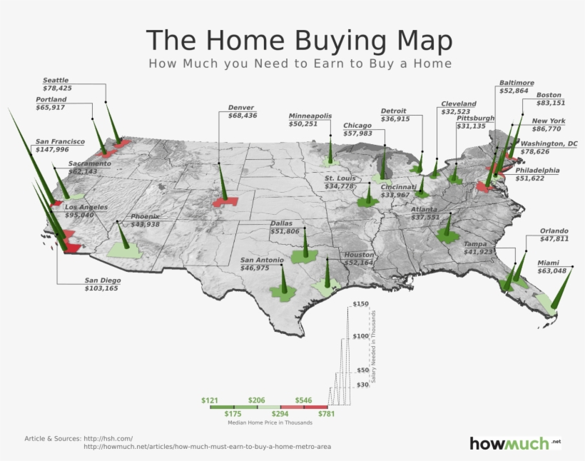 The Home Buying Map Final Image 5a65 - Much You Have To Earn To Buy, transparent png #308340
