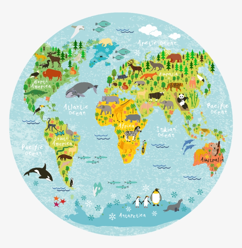 World Map Round Placemat - Children World Map, transparent png #308894