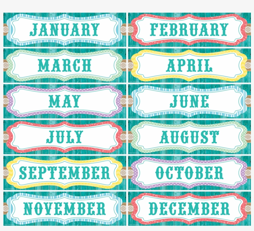 Tcr77193 Shabby Chic Monthly Headliners Image - Shabby Chic Calendar Set, transparent png #3001281