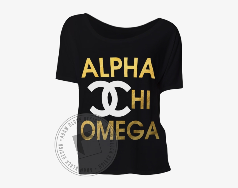 Alpha Chi Omega Coco Chanel Flowy Tee - Active Shirt, transparent png #3002305