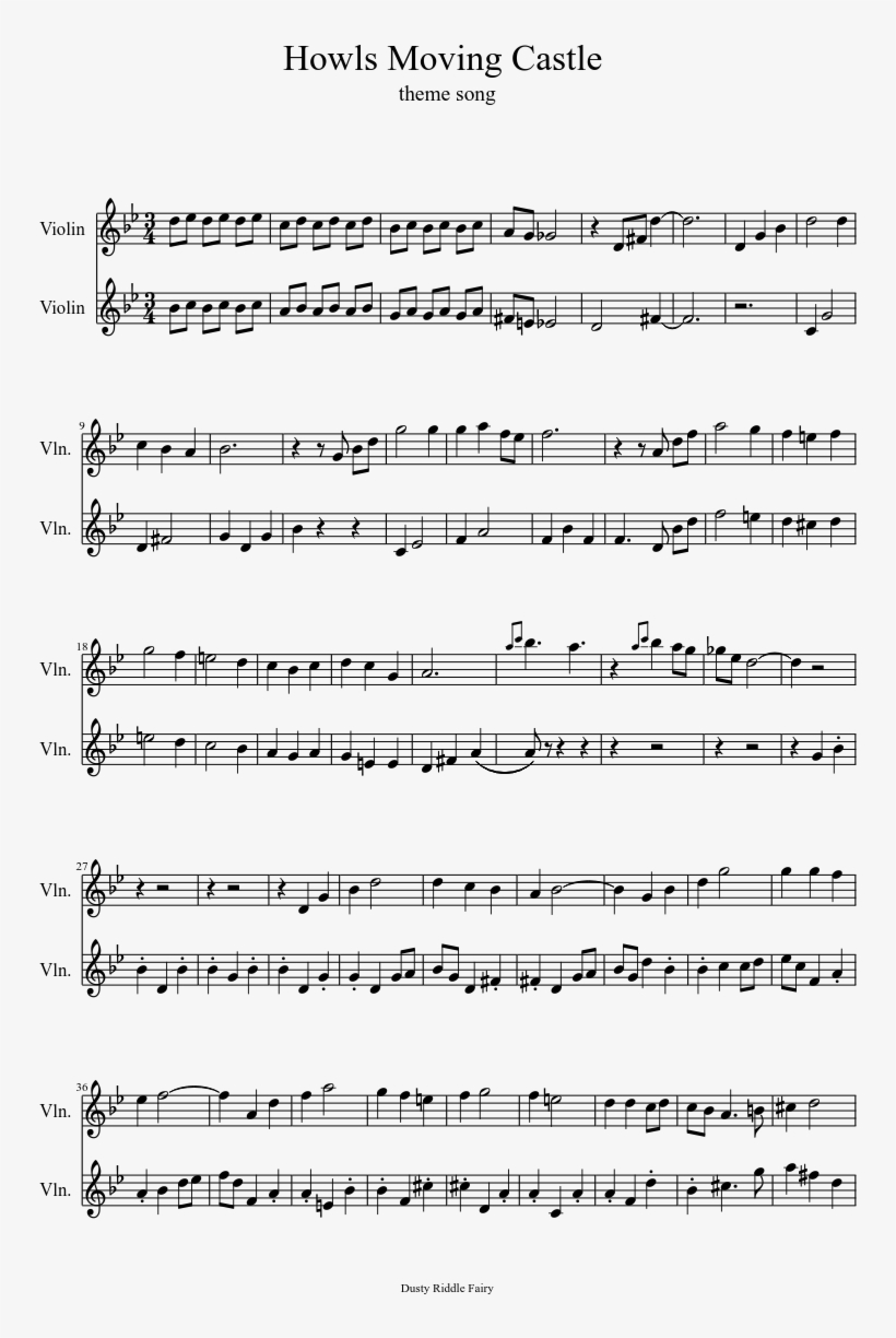 Howls Moving Castle Sheet Music 1 Of 3 Pages - Metal Gear Solid 2 Sheet Music, transparent png #3003805
