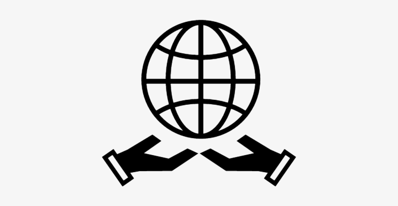 Earth Grid Symbol Over Two Hands Vector - Globe With Hands Icon, transparent png #3004101