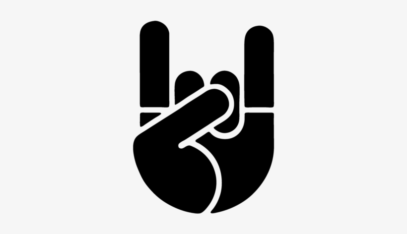 Rock Hand - Rock Hand Sign Black, transparent png #3006179