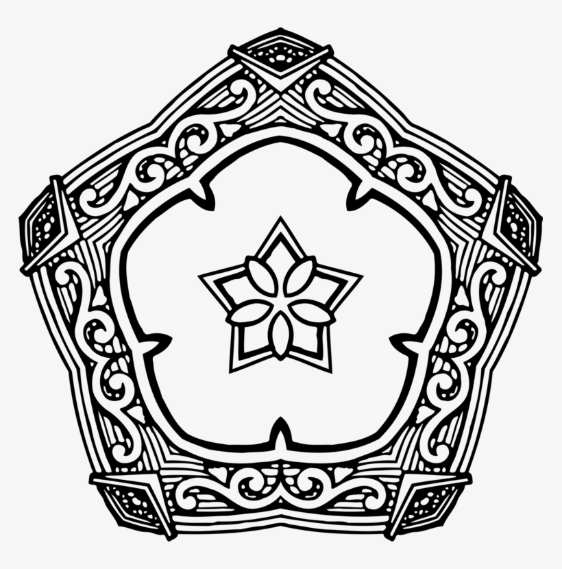 Geometry Ornament Pentagon Coloring Book Shape - Pentagonal Ornament, transparent png #3006819