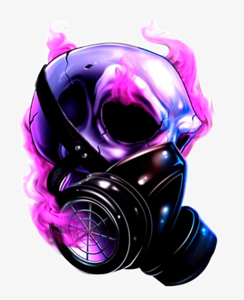 Skull Pink Purple Neon Smoke Gasmask Dark - Skull Gas Mask Tattoo Designs, transparent png #3006821