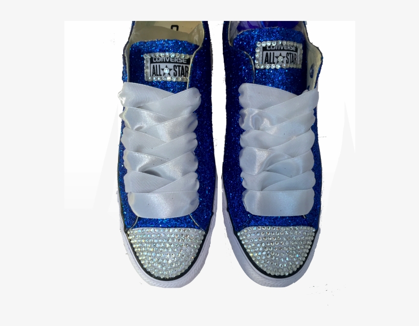 Womens Sparkly Royal Blue Glitter Crystals Converse - Plum Wedding Shoes, transparent png #3007533