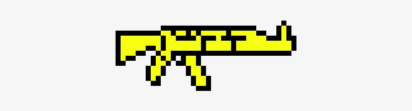 Golden Ak-47 - Hama Beads Armas, transparent png #3008307
