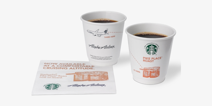 Alaska Airlines And We Proudly Brew Starbucks Coffee - Cup, transparent png #3010002