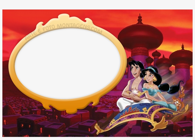 Molduras Para Fotos Grátis Personagens - Aladdin And Jasmine, transparent png #3010663