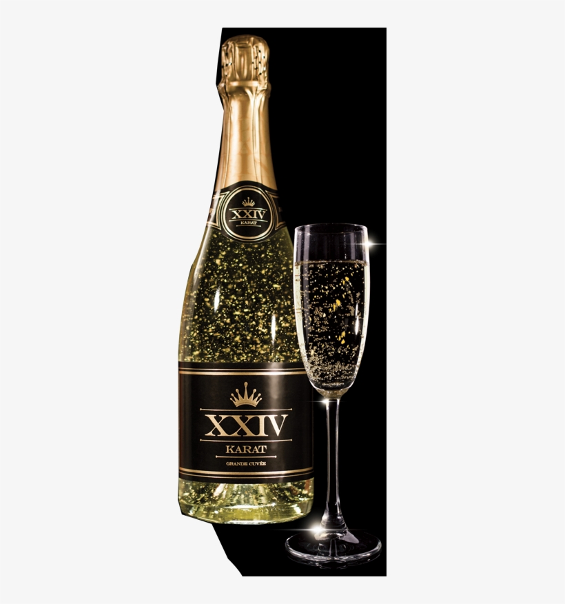 The Golden Flakes In Each Bottle Of Xxiv Karat Grande - Champagne With Gold Flakes, transparent png #3011643