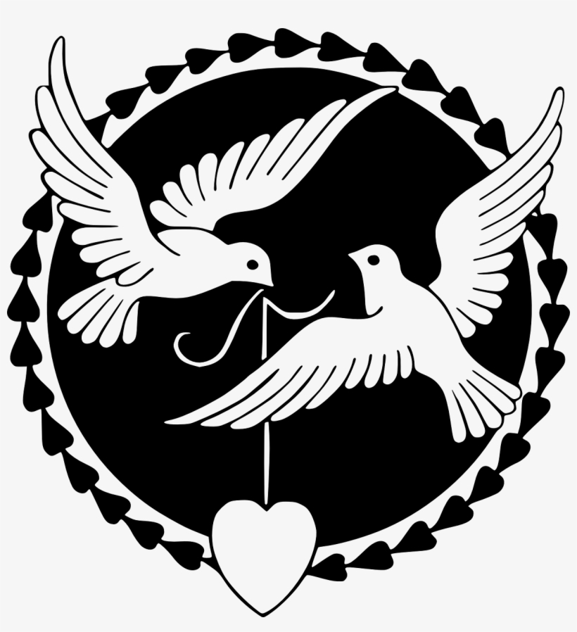 Wedding, Pigeon Love Happiness Valentine Dove Heart - Love Birds Clipart Black And White, transparent png #3012033