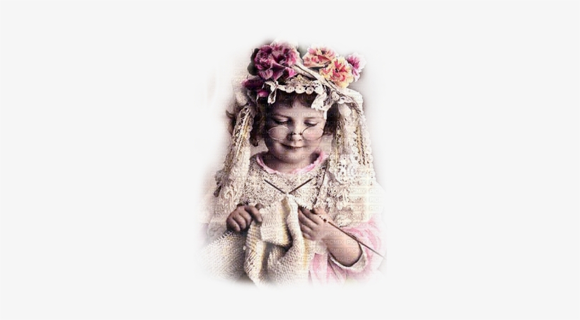 Vintage Girl - Lunch Napkins Knitting Girl, transparent png #3012996