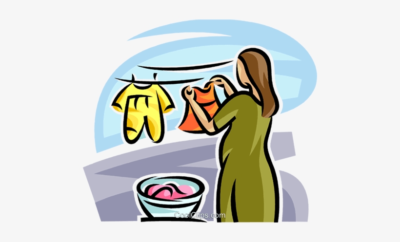 Mother Hanging Clothes On The Line Royalty Free Vector - Mother Doing Laundry Clipart, transparent png #3013085