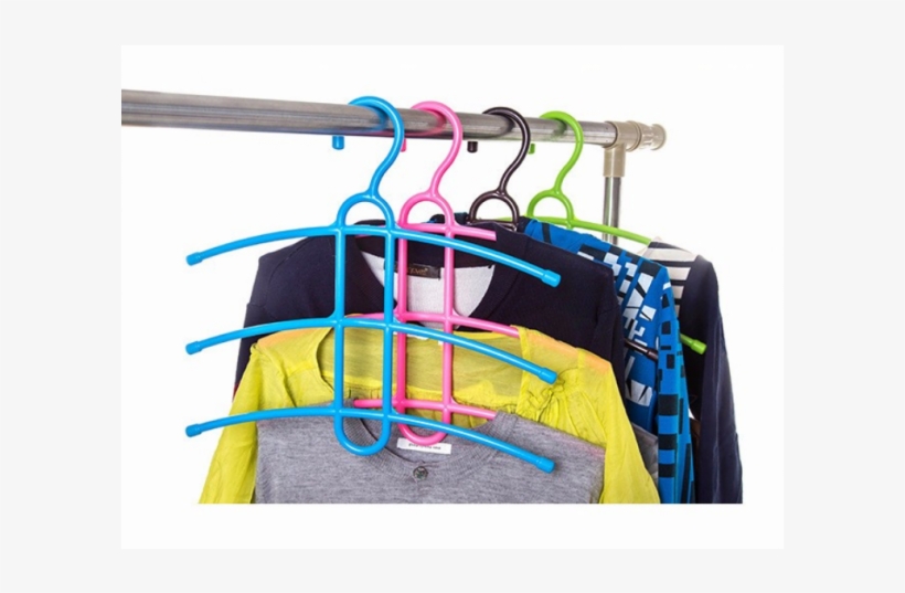 Multifunctional Clothes Hanger 3 Layer Anti-skid Plastic - Wed2bb 3 Layers Fishbone-shaped Clothes Hangers Space, transparent png #3013453