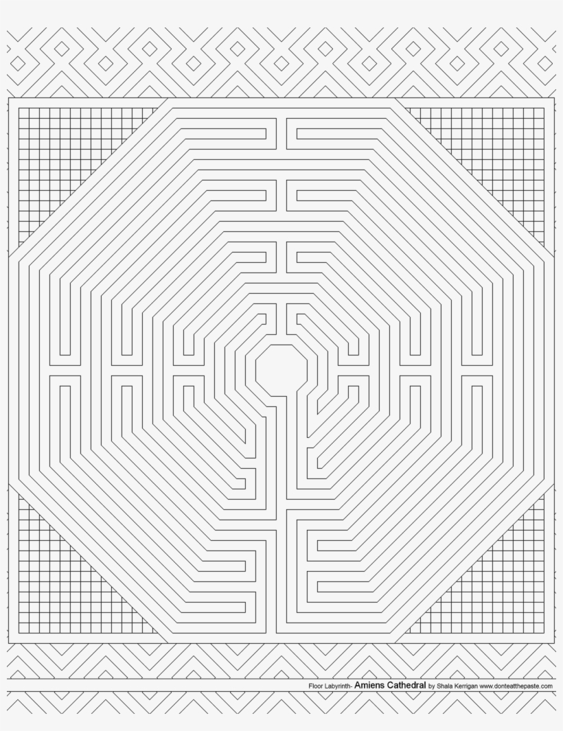 Amiens Cathedral Floor Labyrinth Coloring Page - Illustration, transparent png #3013919