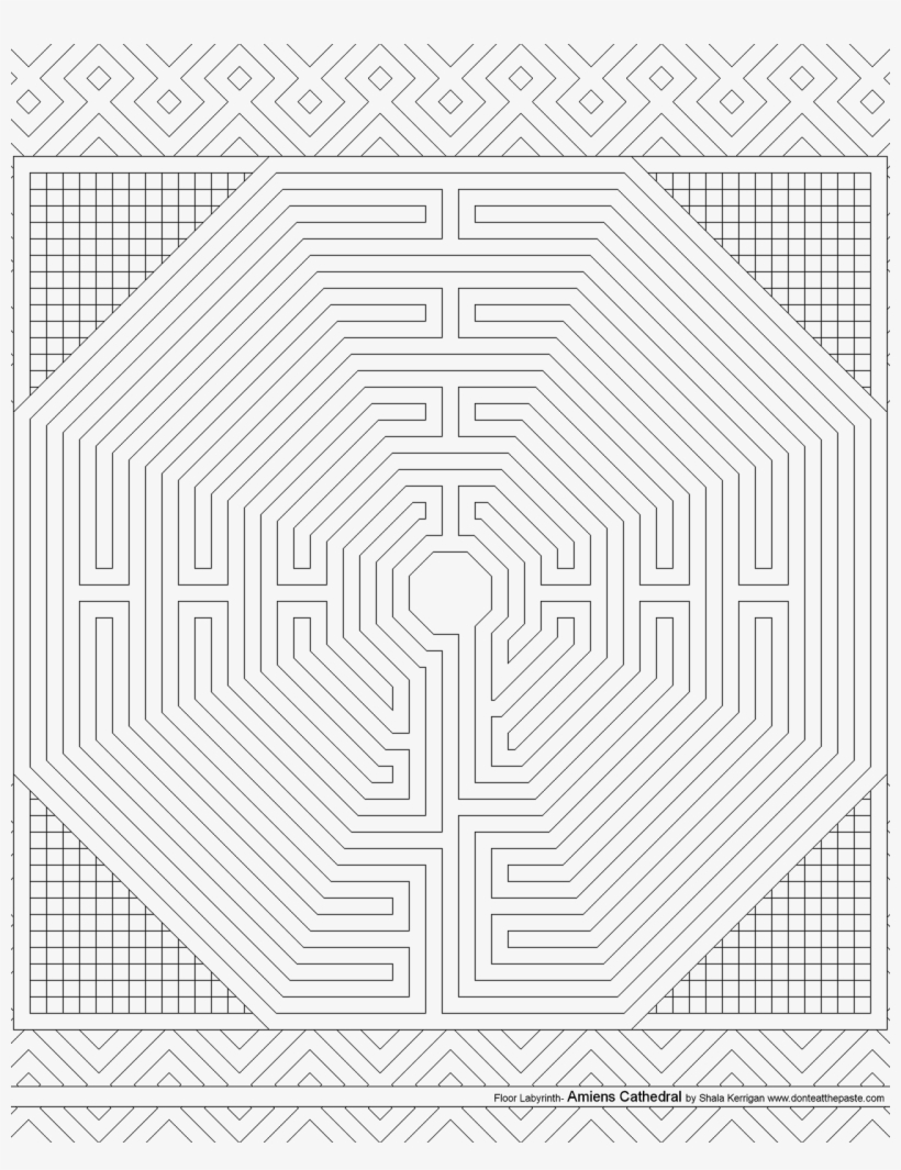 Amiens Cathedral Floor Labyrinth Coloring Page - Illustration, transparent png #3013919