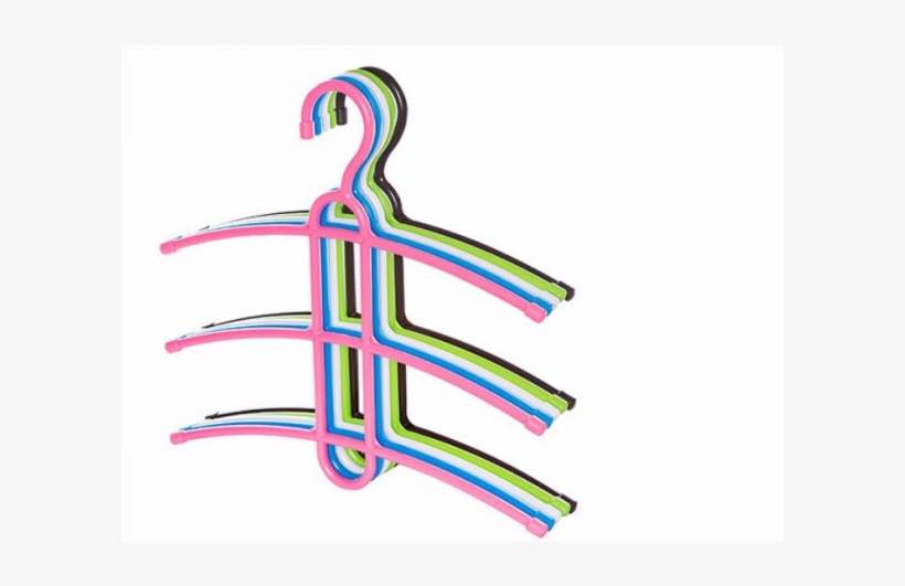Multifunctional Clothes Hanger 3 Layer Anti-skid Plastic - Clothes Hanger, transparent png #3013952