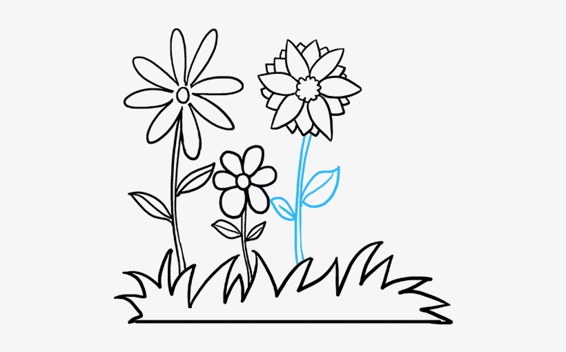 How To Draw Flower Garden - Drawing, transparent png #3014052