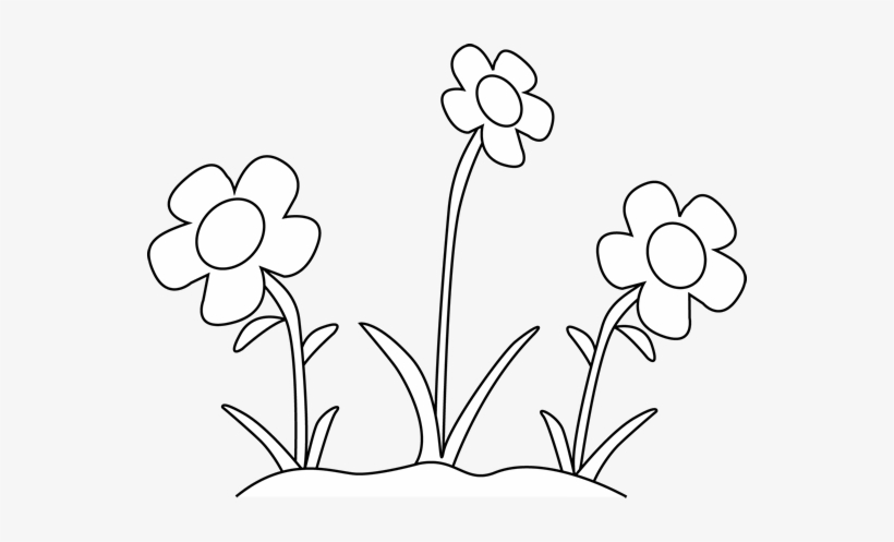 Black And White Flower Garden Clip Art Black And White - Flower Clipart Black And White Outline, transparent png #3014318