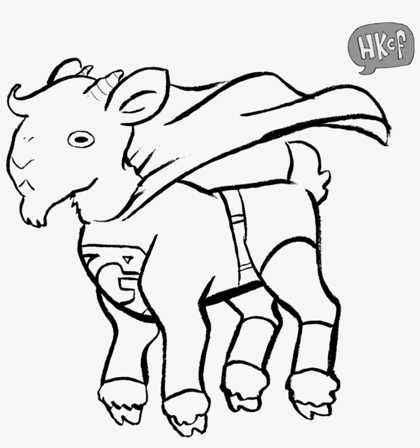 B&w Super Goat - Cartoon, transparent png #3015340