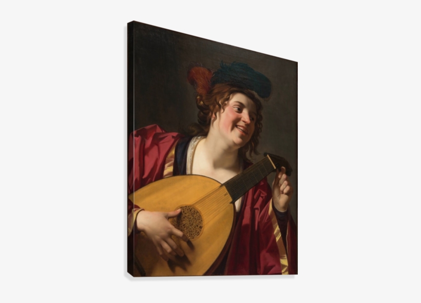Woman Tuning A Lute, 1624 Canvas Print - Woman Tuning A Lute, transparent png #3016464