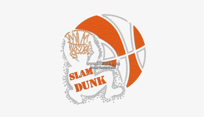 Sparkling Slam Dunk Basketball Iron On Flock Rhinestone - Basketball, transparent png #3016715