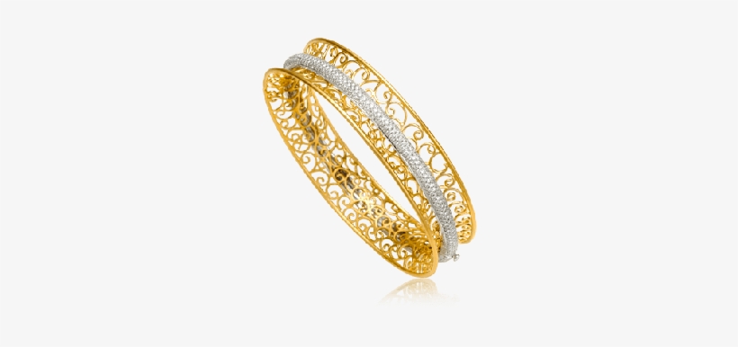 Yellow And White Gold Diamond Bangle Inspired By Spanish - Diamond And Gold Jewellery Transperent Bangles, transparent png #3017376