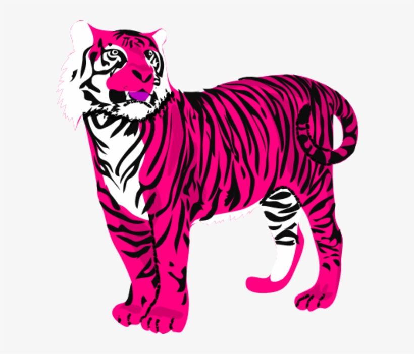 Tiger Standing With Curled Tail Clipart - Pink Tiger Clipart, transparent png #3017400