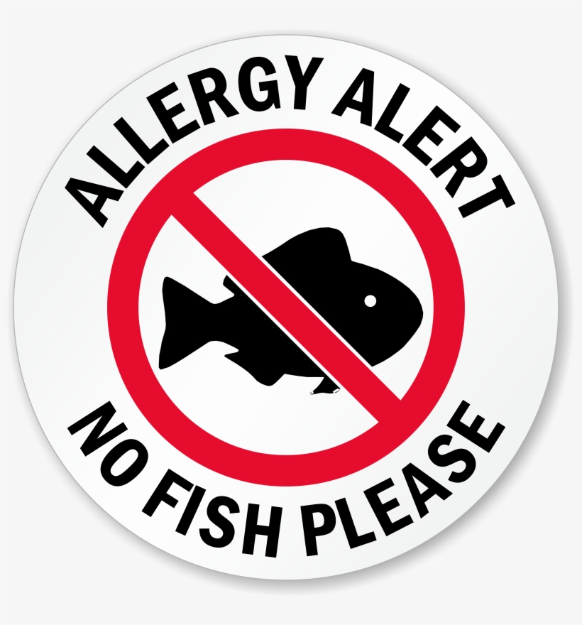 Allergy Alert No Fish Please Door Decal - Fish Free Allergy Sign, transparent png #3019453