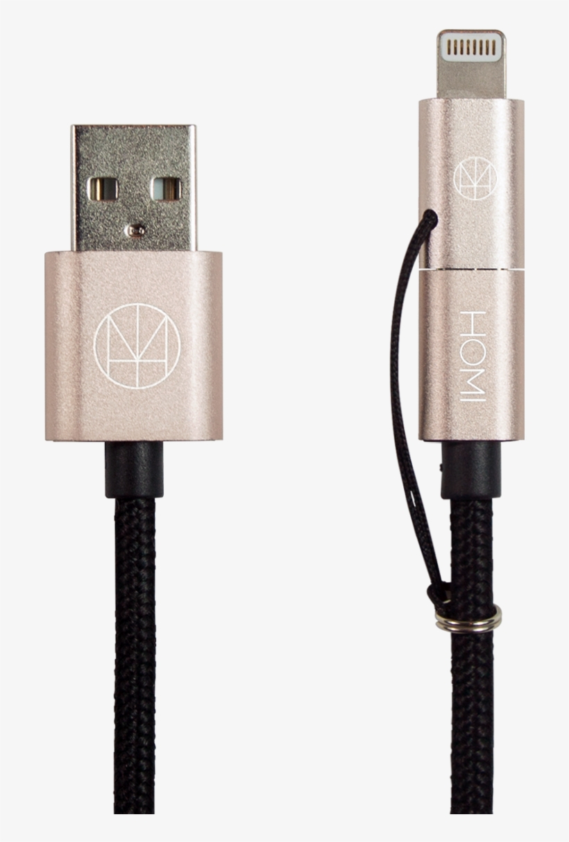 Lightning 2 Way Micro Usb To Usb Cable Gold - Usb And Lightning Cable, transparent png #3022857