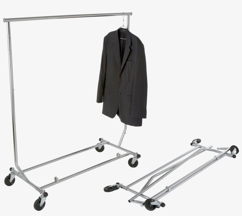 Econoco Collapsable Rolling Clothes Rack- Heavy Duty - Display Rack Clothes, transparent png #3023210