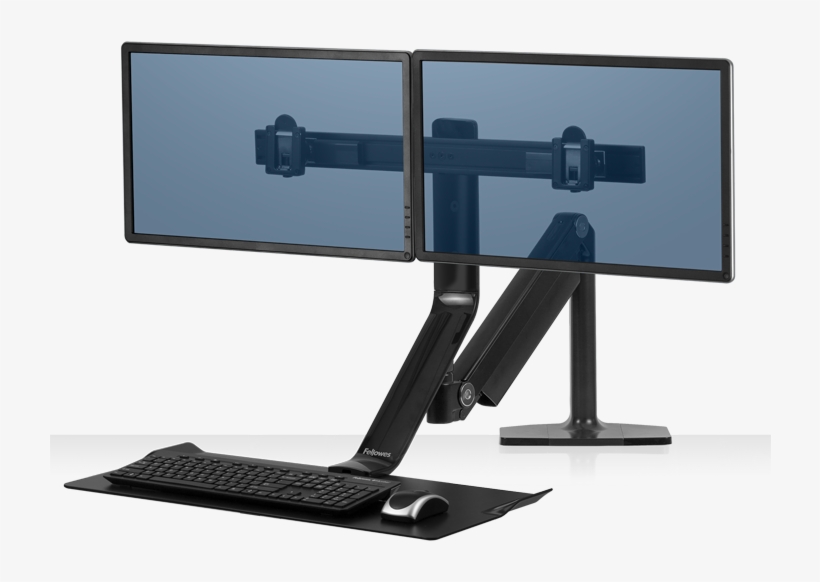 Single, Dual - Fellowes Extend Sit-stand Dual Monitor, transparent png #3024798