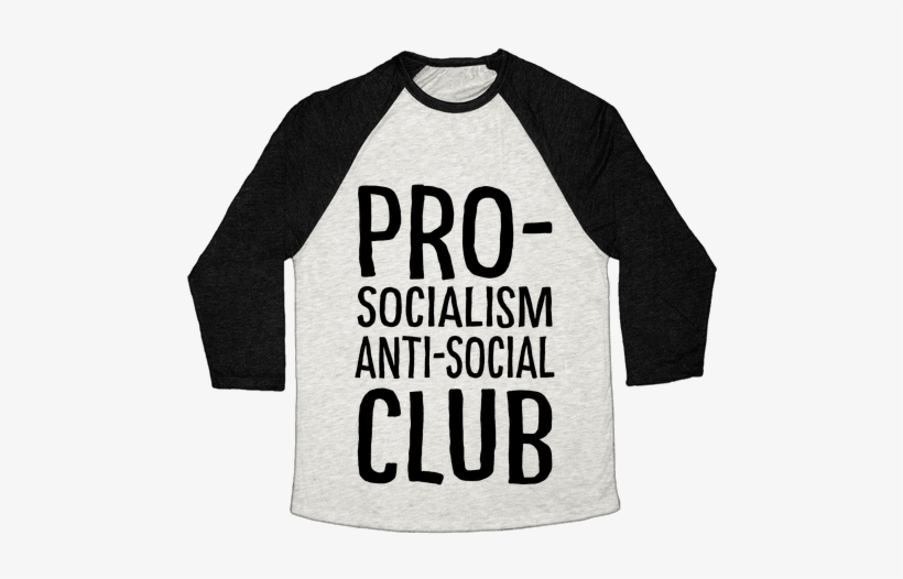 Pro Socialism Anti Social Club Baseball Tee - Halloween Raccoon Costume, transparent png #3024927