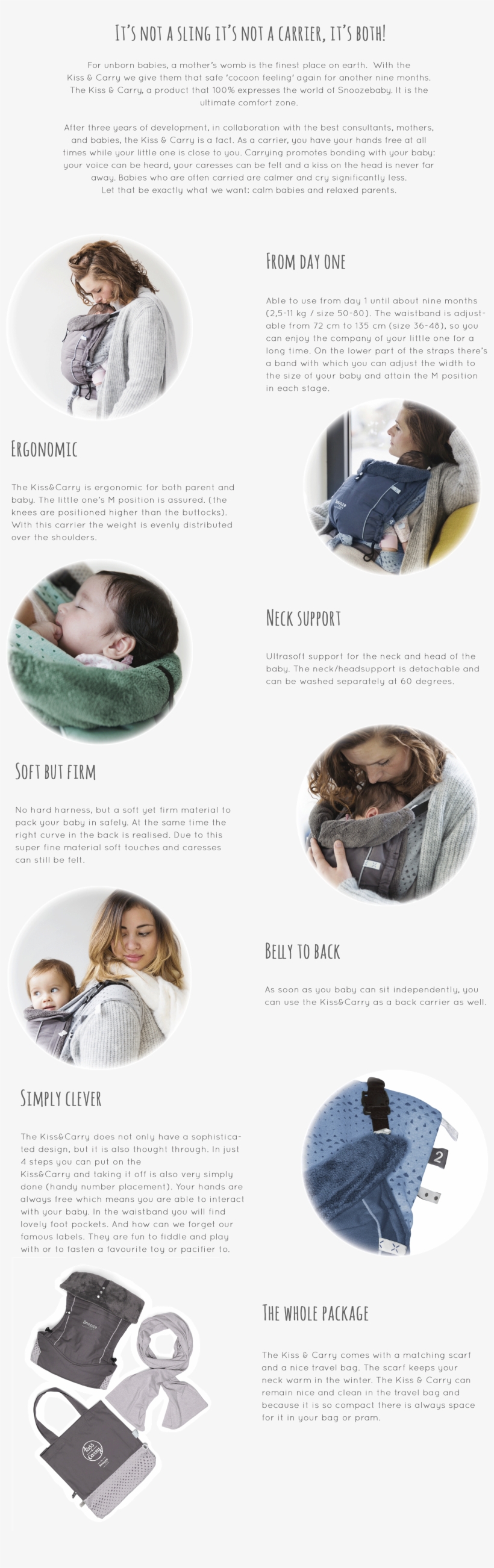 Baby Carrier Eng - Snoozebaby - Nosidło Kiss&carry Szary, transparent png #3025684