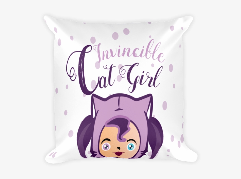 Chibi Invincible Cat Girl Square Pillow - Throw Pillow, transparent png #3027443