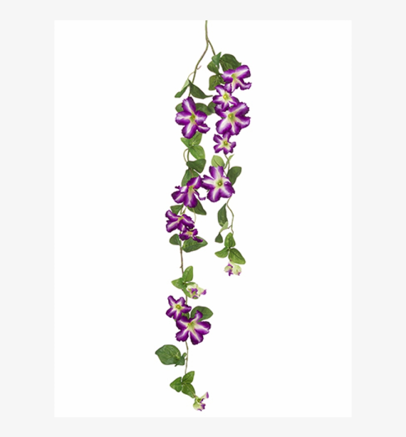 51" Petunia Hanging Spray Purple - Silk Petunia Hanging Spray In Purple Cream - 51" Long, transparent png #3027571